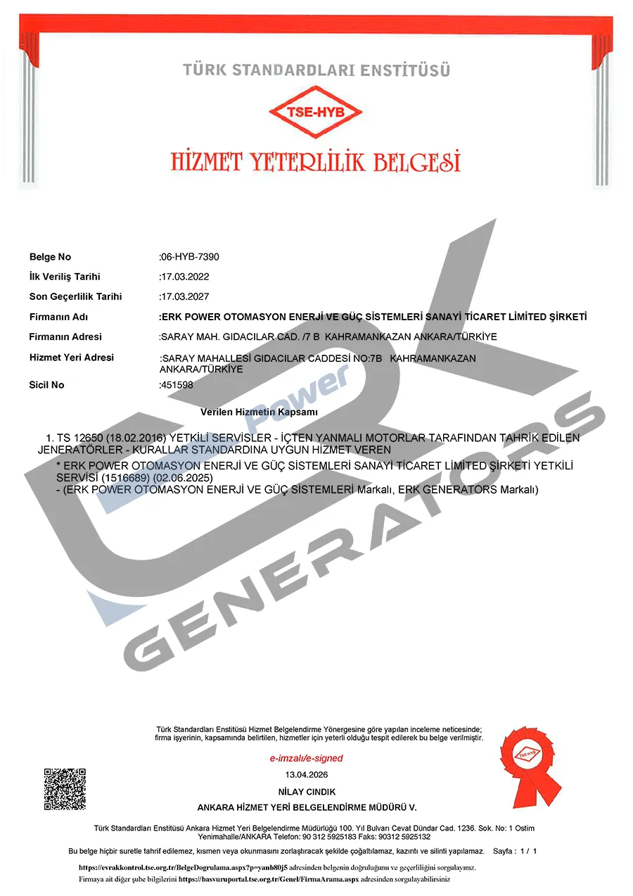 Hizmet Yeterlilik Belgesi