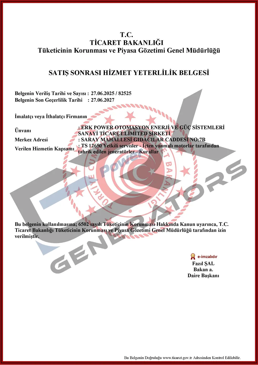 Satış Sonrası Yeterlilik Belgesi